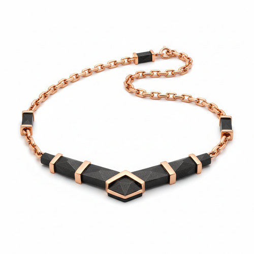 Rose Gold Charcoal Necklace - Unisex Jewelry